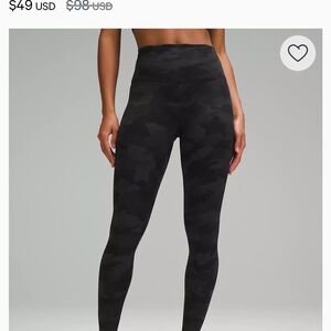 LuLuLemon Wunder Under 25” Black Camo Leggings Really good condition Sz 6